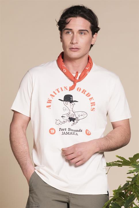 T-SHIRT PRN S/S JERSEY SOLID F/D CARBON FINISH OFF WHITE