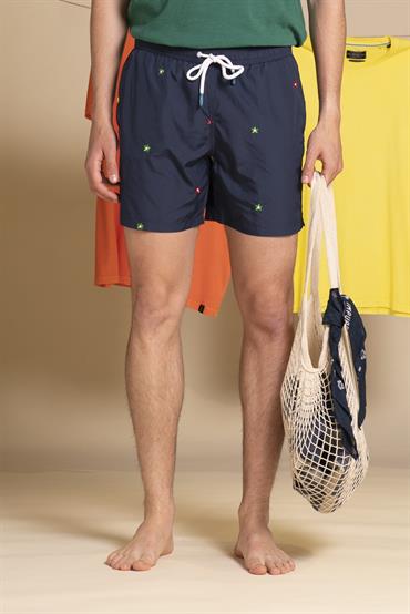SWIMMING TRUNKS POLY.ALL EMBROIDERY NAVY