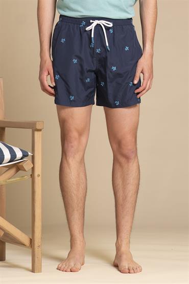 SWIMMING TRUNKS POLY.ALL EMBROIDERY NAVY