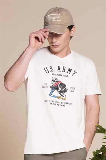 T-SHIRT PRN S/S JERSEY SOLID F/D CARBON FINISH OFF WHITE
