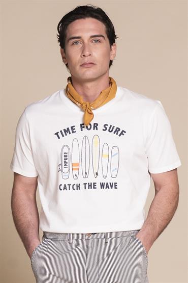 T-SHIRT PRN S/S JERSEY SOLID F/D CARBON FINISH WHITE