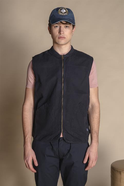 GILET ZIP CANVAS F/D NAVY