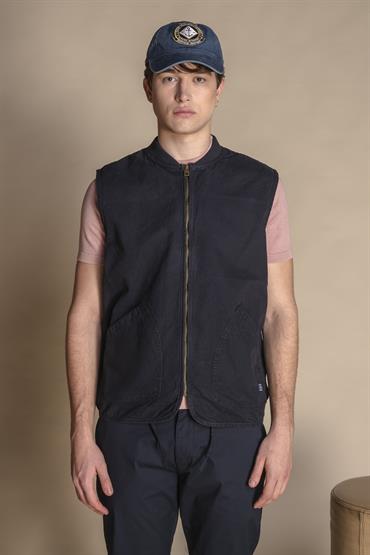 GILET ZIP CANVAS F/D NAVY