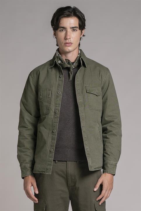 OVERSHIRT JACKET CANVAS F/D MIL.GREEN