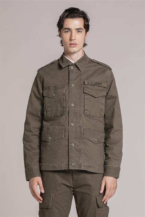 SAHARIANA JKT + PATCH TWILL STRETCH F/D MIL.GREEN