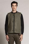 GILET BTN MIX. BOILED WOOL MIL.GREEN