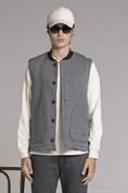 GILET BTN MIX. BOILED WOOL GREY
