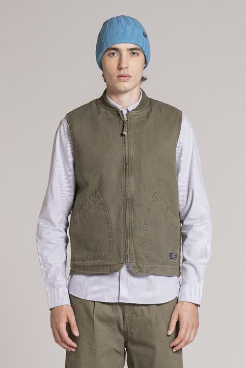 GILET ZIP CANVAS F/D MIL.GREEN