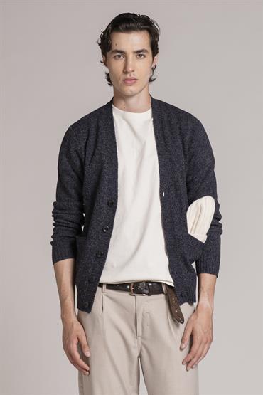 CARDIGAN BTN MOULINE'NAVY