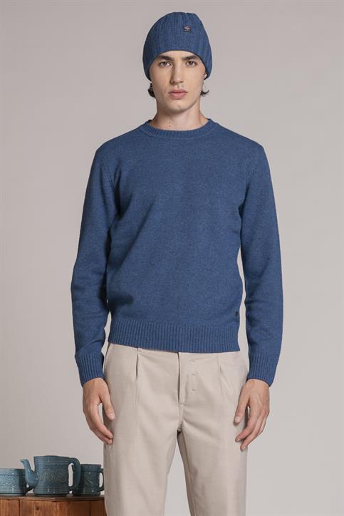 ROUND NECK LAMBSWOOL BLUE