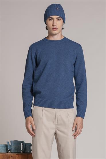 ROUND NECK LAMBSWOOL BLUE