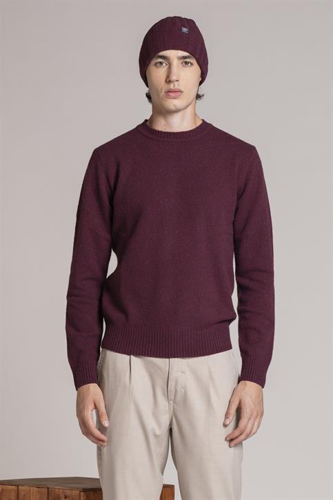 ROUND NECK LAMBSWOOL BORDEAUX