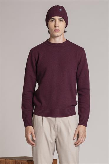 ROUND NECK LAMBSWOOL BORDEAUX