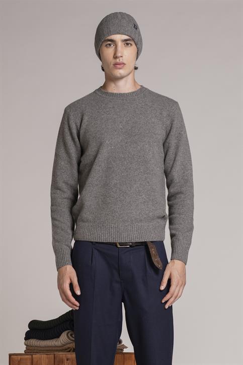 ROUND NECK LAMBSWOOL GREY MEL.