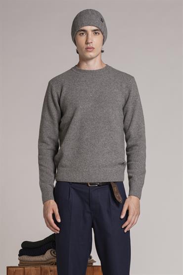ROUND NECK LAMBSWOOL GREY MEL.