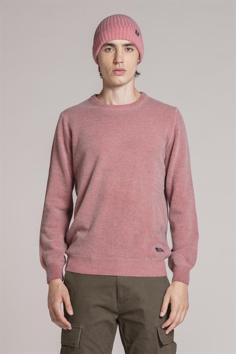 ROUND NECK MIXED WOOL COLD DYED BEET
