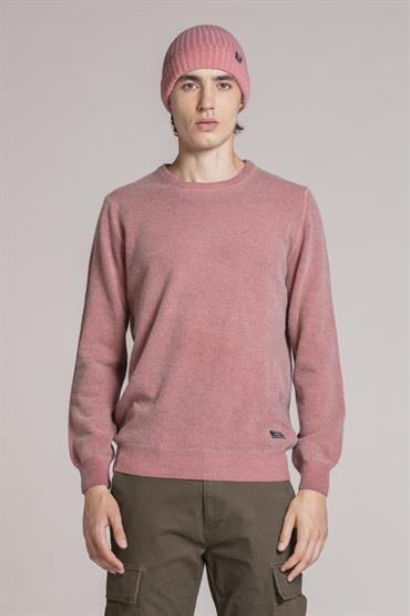 ROUND NECK MIXED WOOL COLD DYED BEET