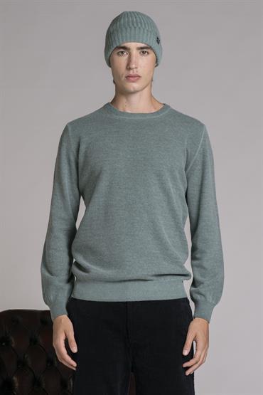 ROUND NECK MIXED WOOL COLD DYED ACQUA