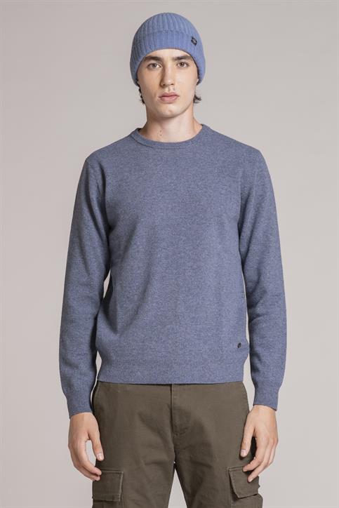 ROUND NECK LAMBSWOOL DENIM