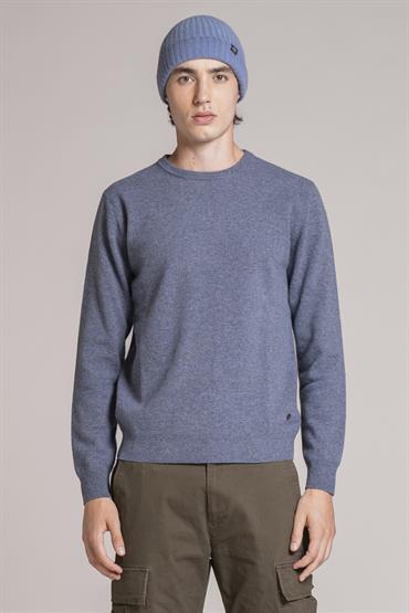 ROUND NECK LAMBSWOOL DENIM