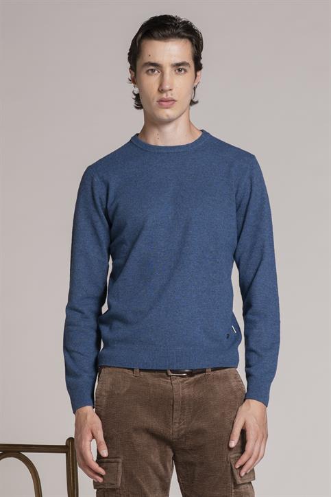 ROUND NECK LAMBSWOOL BLUE
