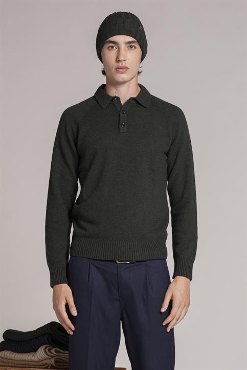 POLO NECK LAMBSWOOL DK.GREEN