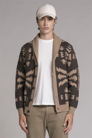 CARDIGAN BTN MIXED WOOL BROWN