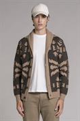 CARDIGAN BTN MIXED WOOL BROWN