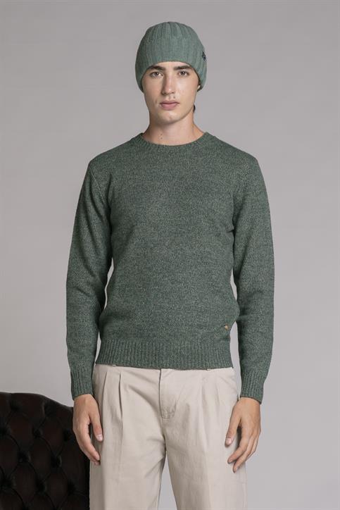 ROUND NECK MOULINE' DK.GREEN
