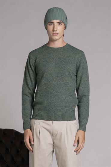 ROUND NECK MOULINE' DK.GREEN