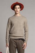 ROUND NECK MOULINE' BEIGE