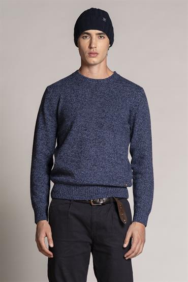 ROUND NECK MOULINE' INDIGO