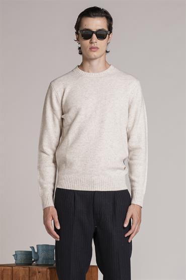 ROUND NECK MOULINE' ECRU
