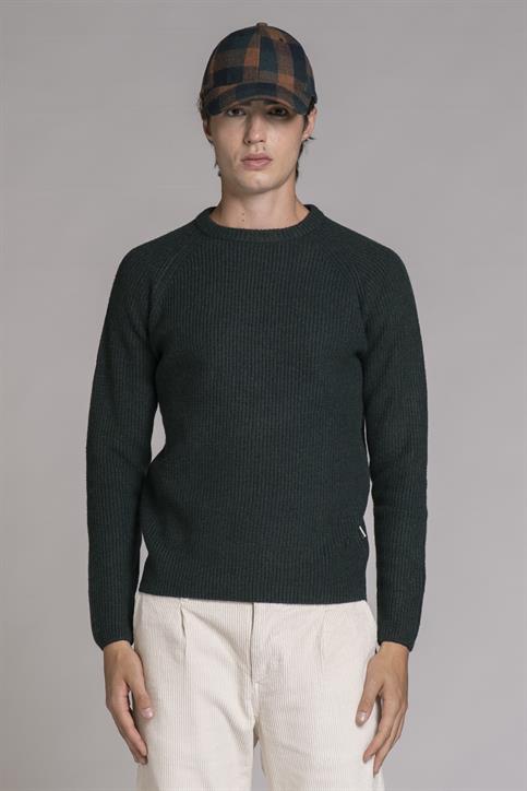 ROUND NECK LAMBSWOOL FOREST GREEN