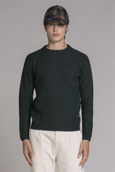 ROUND NECK LAMBSWOOL FOREST GREEN