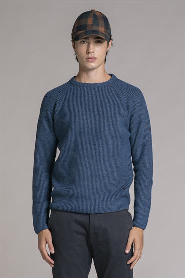 ROUND NECK LAMBSWOOL DENIM