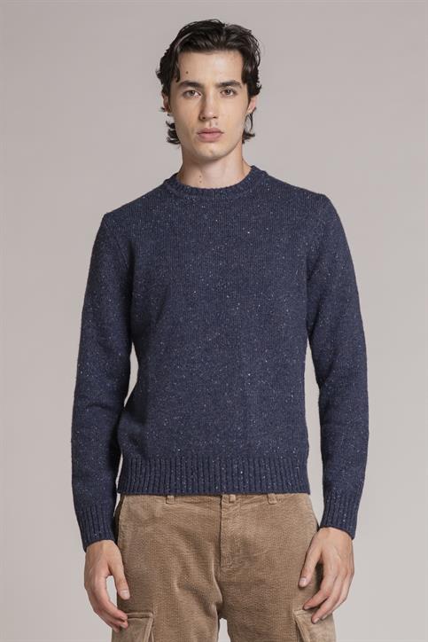 ROUND NECK NAPS MIXED WOOL NAVY