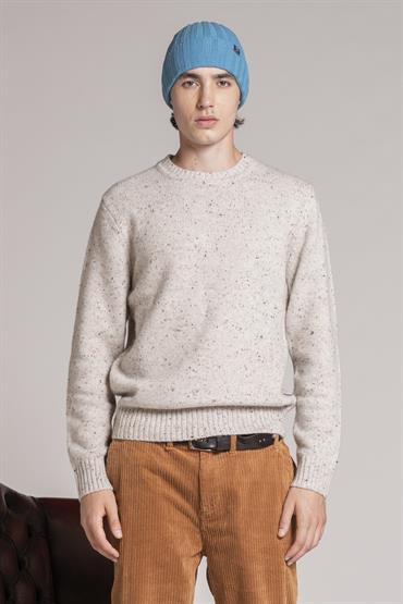 ROUND NECK NAPS MIXED WOOL OFF WHITE