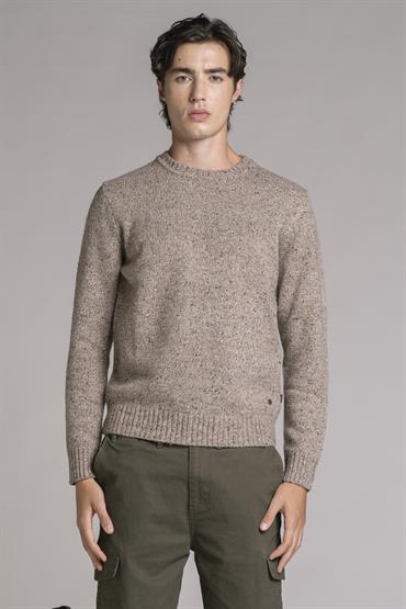 ROUND NECK NAPS MIXED WOOL BEIGE