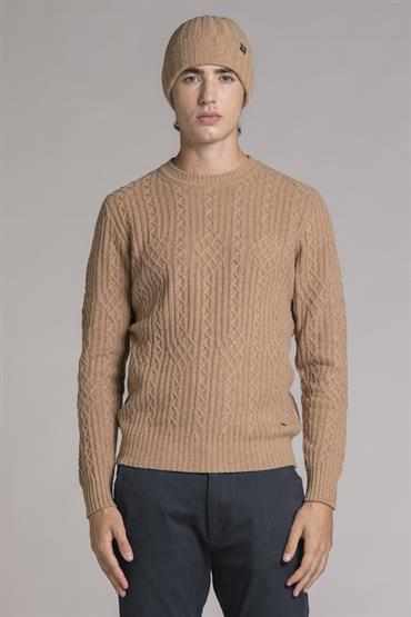 ROUND NECK LAMBSWOOL ALMOND