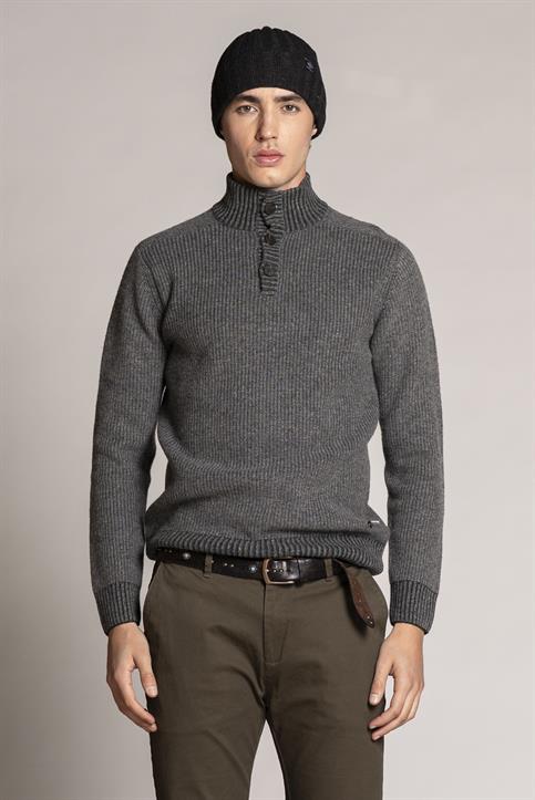 TURTLENECK 1/4 BTN LAMBSWOOL MEDIUM GREY