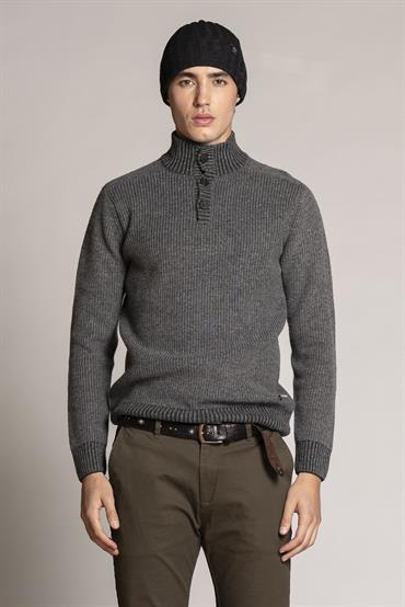 TURTLENECK 1/4 BTN LAMBSWOOL MEDIUM GREY
