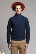 TURTLENECK 1/4 BTN LAMBSWOOL NAVY