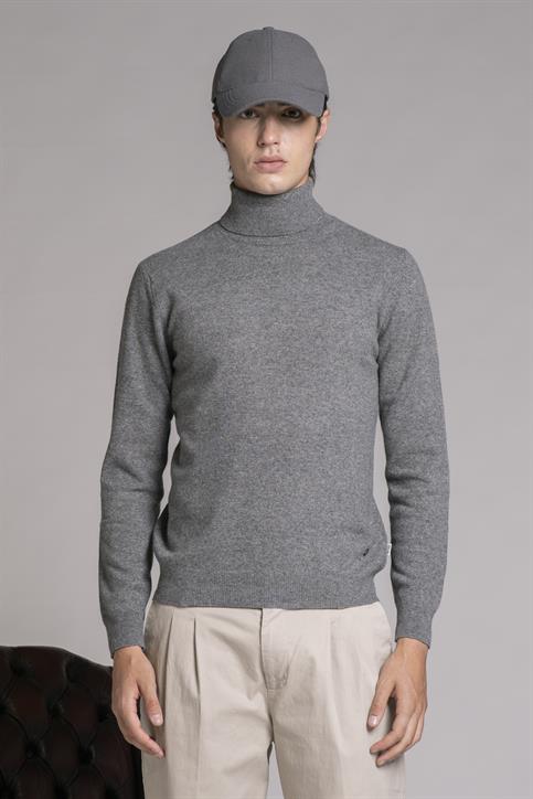 TURTLENECK LAMBSWOOL GREY MEL.