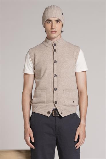 GILET BTN LAMBSWOOL LT.BEIGE