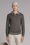 POLO NECK SKIPPER MERINOS ACID WASH DK.BROWN