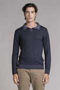 POLO NECK SKIPPER MERINOS ACID WASH DK.BLUE