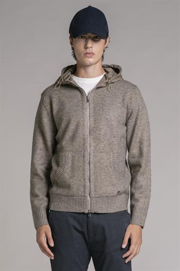 HOODIE ZIP MIXED VISCOSE BEIGE