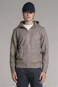 HOODIE ZIP MIXED VISCOSE BEIGE