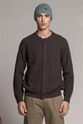 BOMBER BTN SWEATER LAMBSWOOL BROWN